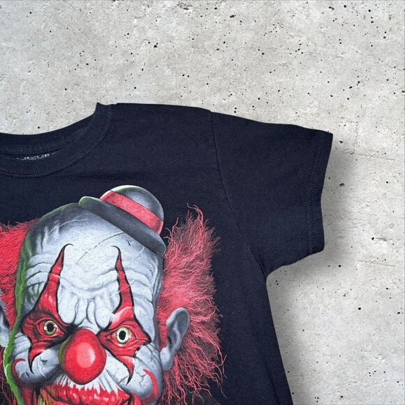 Horror Evil Clown Graphic T Shirt Black Scary Face Liquid Blue Sz Small Shirt - Picture 3 of 8